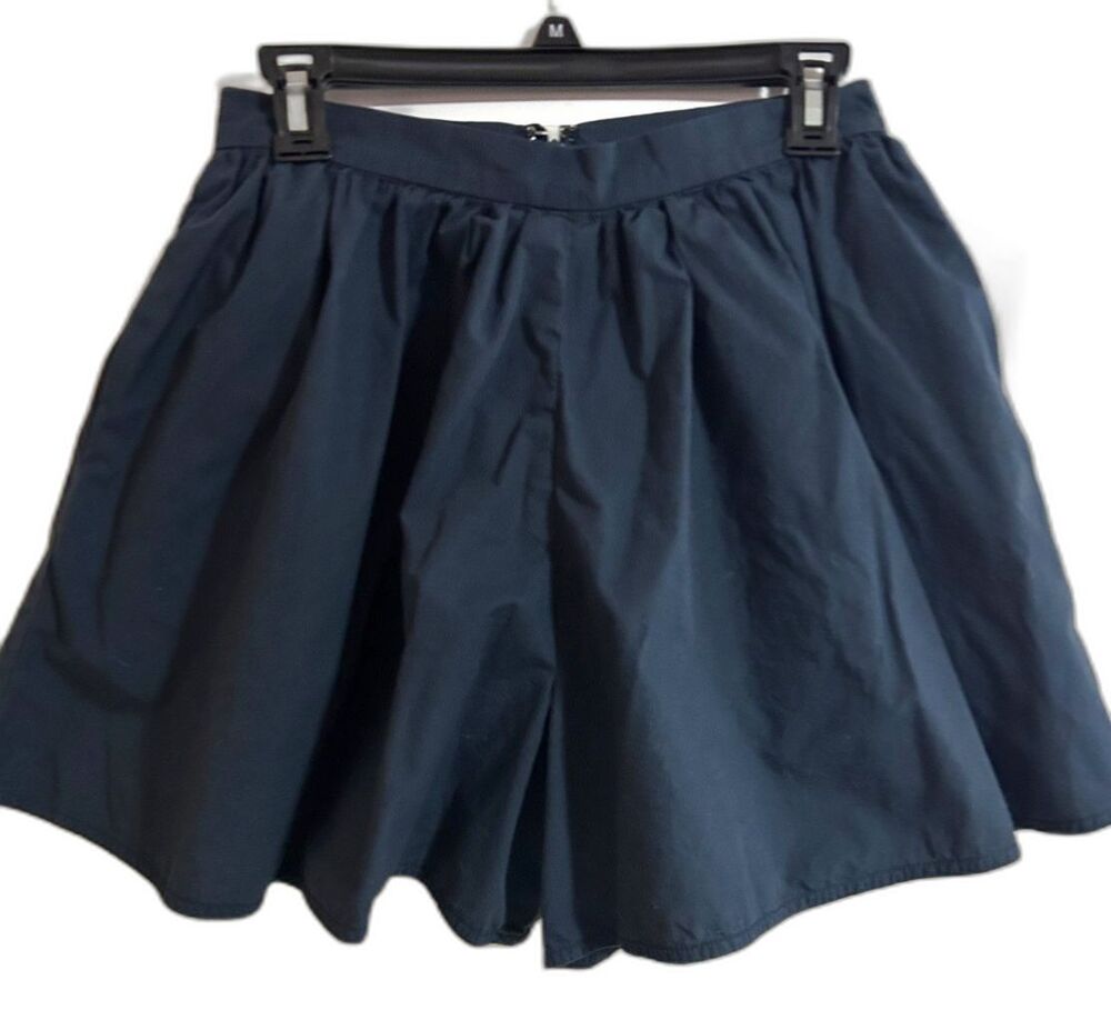 LAKE Women's Cotton Pleated Flared Bubble Shorts size S Navy Boho Coquette
